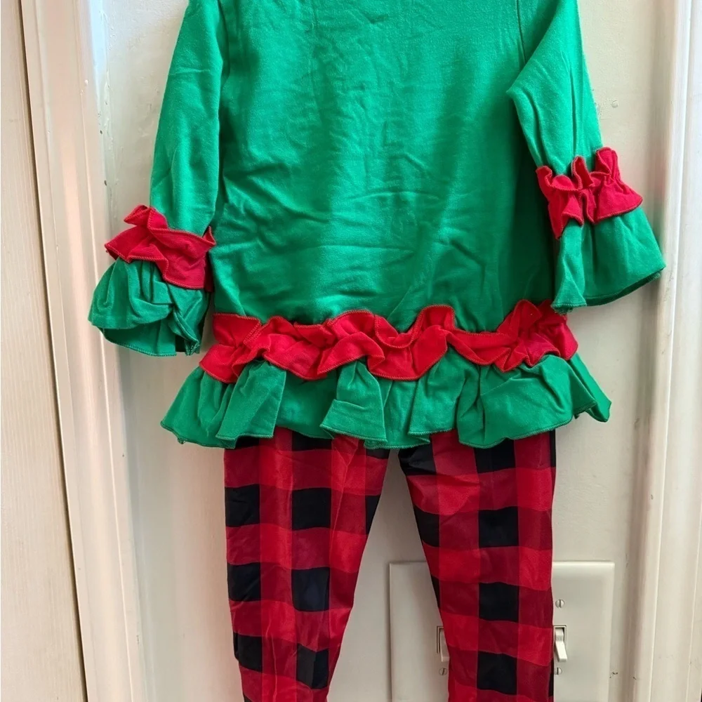 New Christmas Tree Truck Ruffled Tunic & Leggings Set